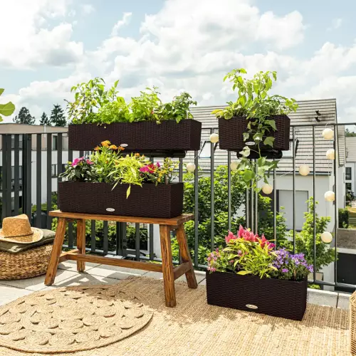 Doniczki BALCONERA Cottage w kolorze grafitowy czarny