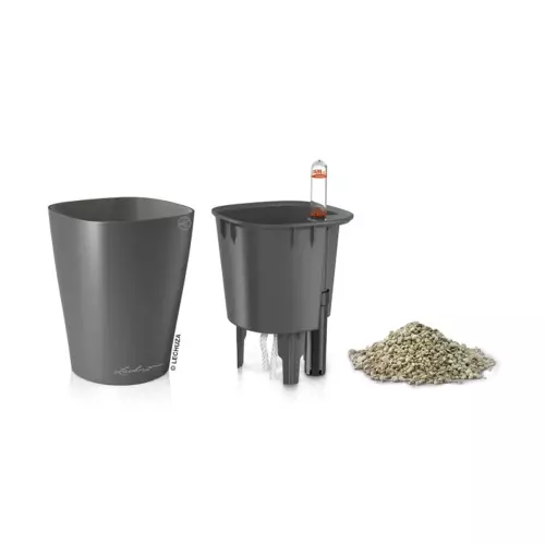 Antracytowa doniczka Lechuza Mini-Deltini - zestaw
