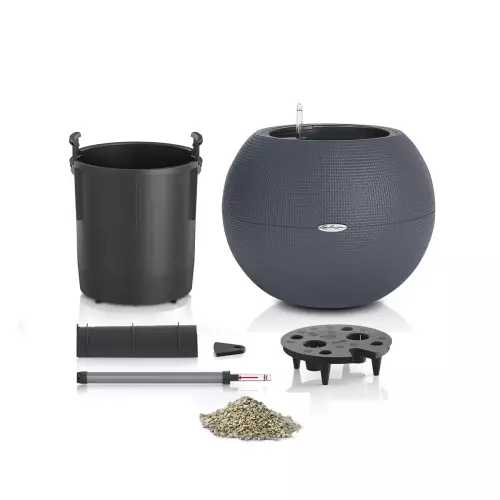 Donica Lechuza Puro Color 50 szary łupek - wszystko w komplecie