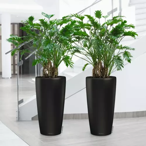 Czarne matowe donice Lechuza Rondo 40