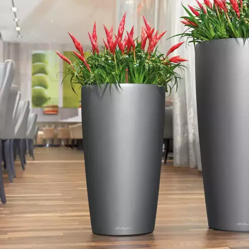 Srebrna doniczka Lechuza Rondo 32