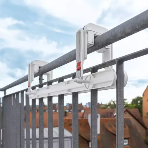 BALCONERA DUO - podwójny uchwyt balkonowy biały z ogranicznikiem