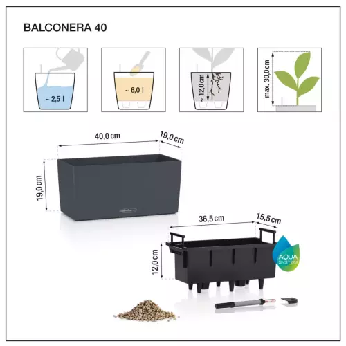 Wymiary doniczki Balconera Stone 40