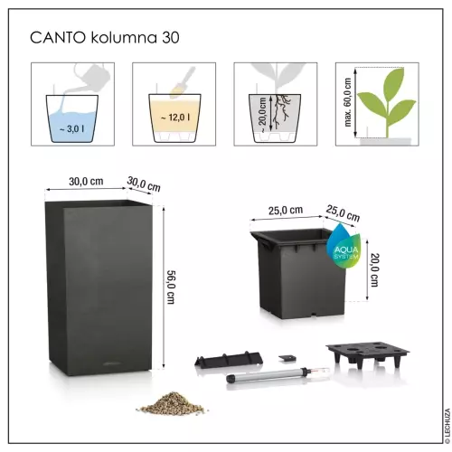 Wymiary doniczki CANTO Slatestone Kolumna 30