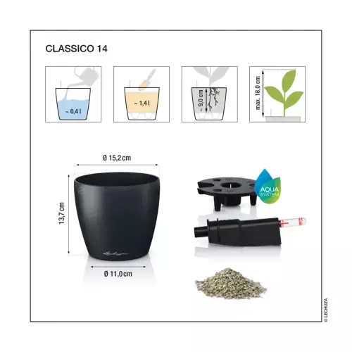 Wymiary doniczki Classico Color 14