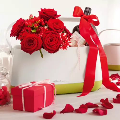 Torba Lechuza YULA w kolorze biało-limonkowym z różami