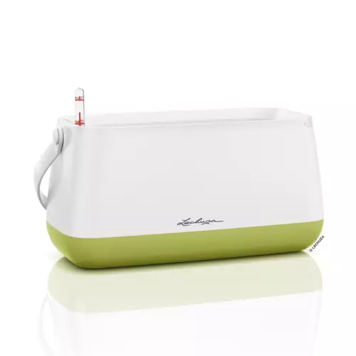 Doniczka Lechuza YULA w kształcie torby, biało-limonkowa