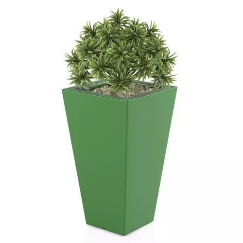 Limonkowa donica Slim Line S zestawienie z niską rośliną