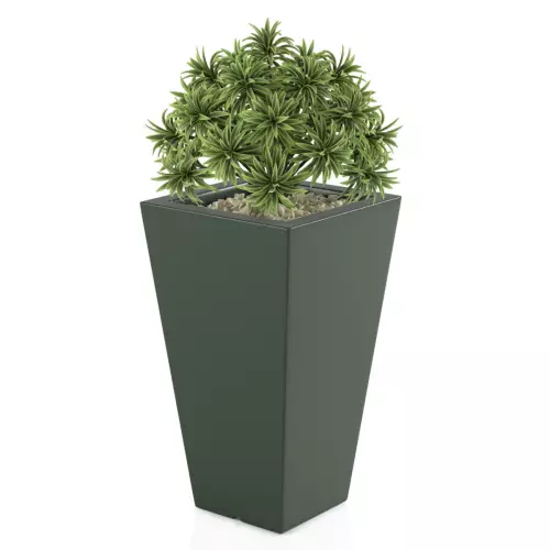 Zielona donica Slim Line S zestawienie z niską rośliną