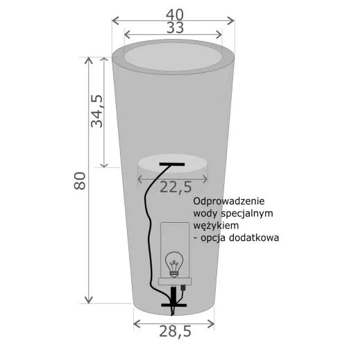 Wymiary donicy Habana M Light