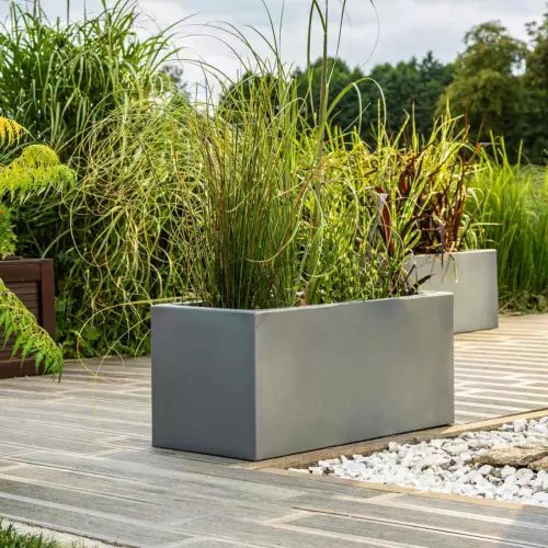 Trawy z szarej donicy Long 90