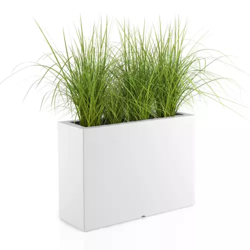Biała donica Lungo Grande z trawami
