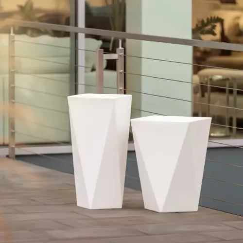 Donica VASO 72 w kolorze białym w zestawieniu z mniejszą wersją - VASO 60