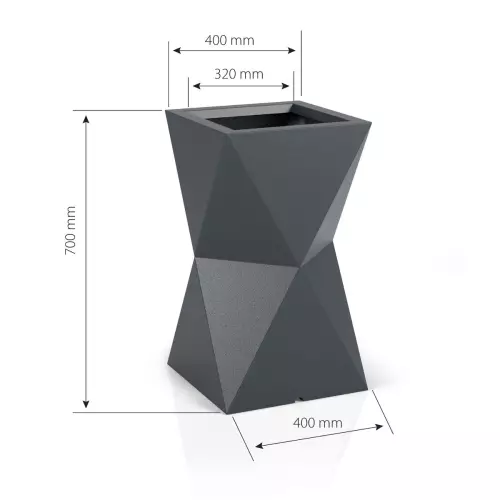 Przekrój donicy VALENCIA bez podwójnego dna