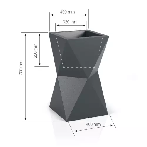 Przekrój donicy VALENCIA z podwójnym dnem