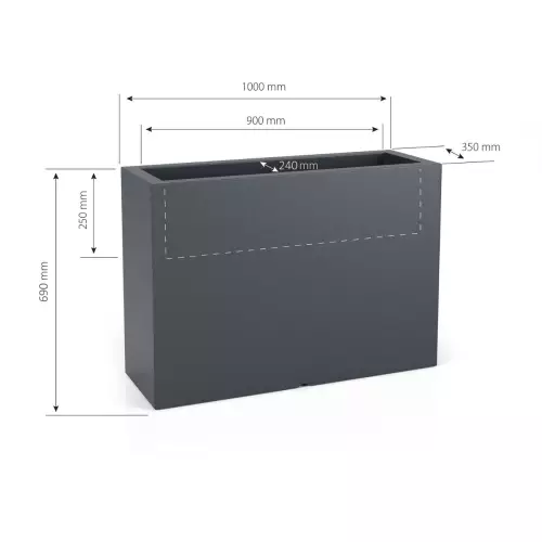 Donica z polietylenu LONGERINO - wymiary