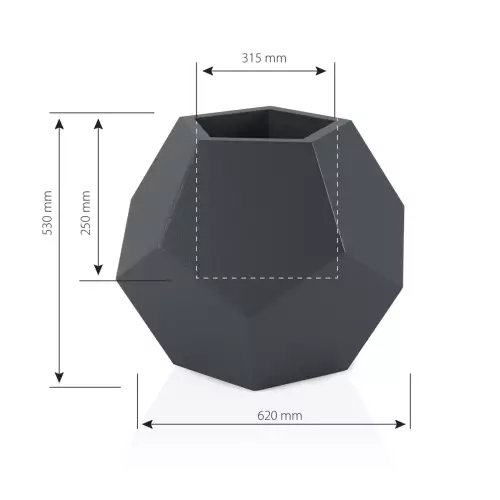 Wymiary donicy Alma 53 z wewnętrzną półką