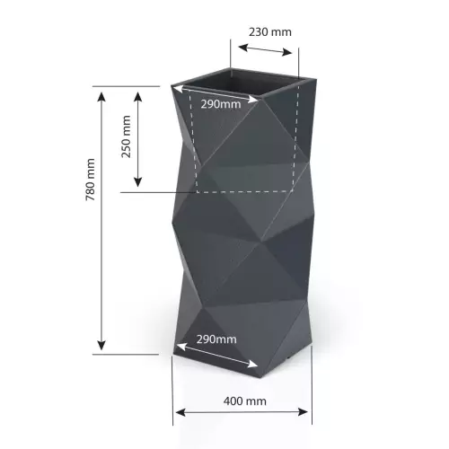 Wymiary donicy ASTI PD (z podwójnym dnem)