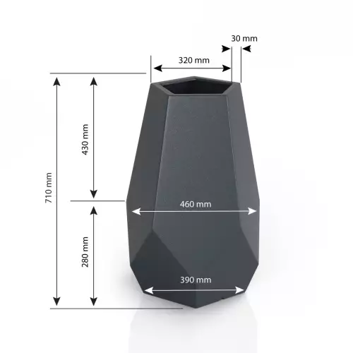Wymiary donicy BARI BPD - bez wewnętrznej półki