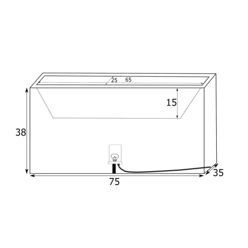 Wymiary donicy podświetlanej Lungo Light