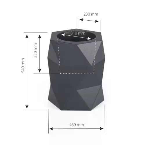 Wymiary donicy MODENA PD (z podwójnym dnem)