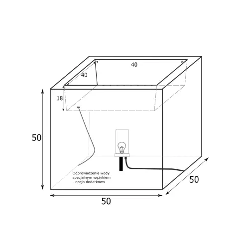 PIXEL POT M LIGHT odprowadzenie wody - opcja