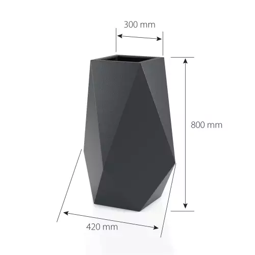 Wymiary donicy Volcano 80 bez wewnętrznej półki