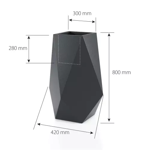 Wymiary donicy VOLCANO 80 LIGHT