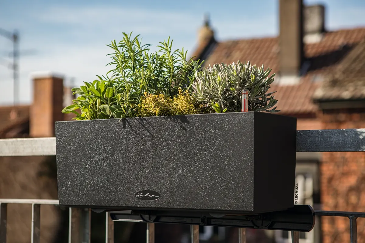 czarna doniczka balkonowa jak z kamienia