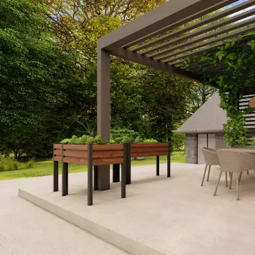 Metalowa rabata warzywna na nóżkach w kolorze orzech