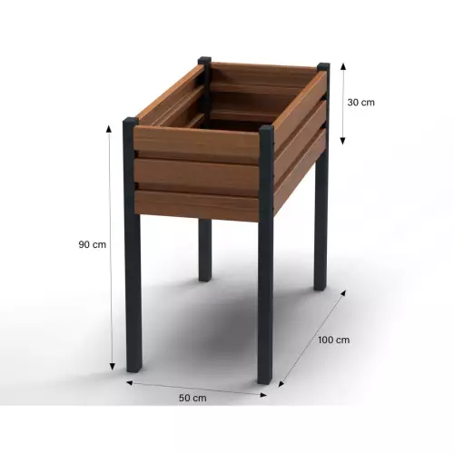 Wymiary warzywnika z nóżkami w kolorze orzech