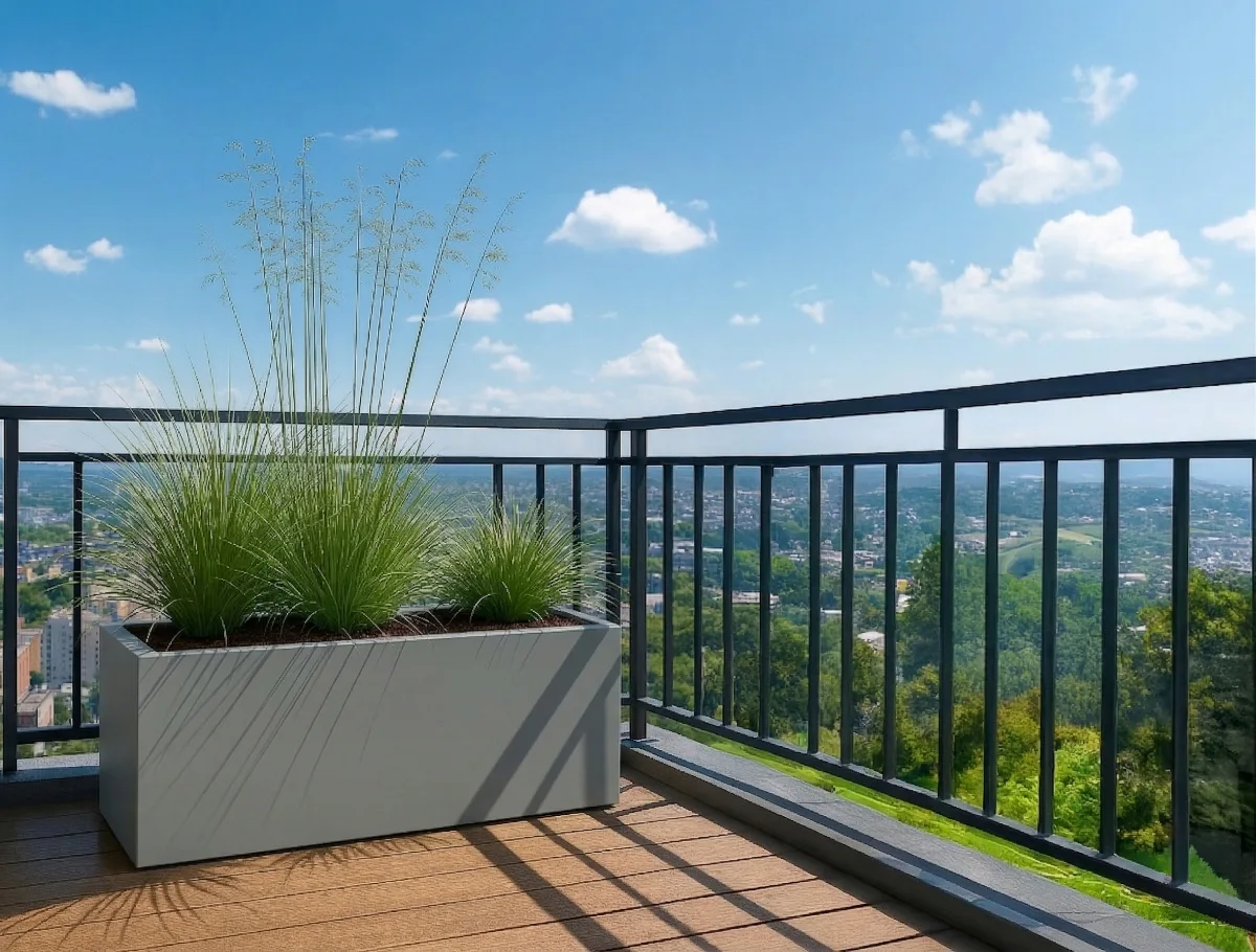 szara donica na balkon 100 cm