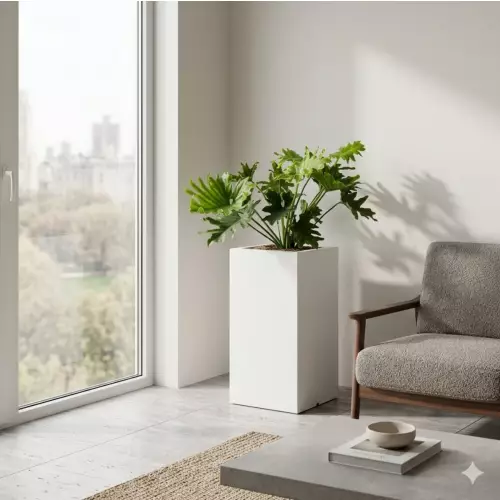 Biała donica ALTO 33x33x75 cm