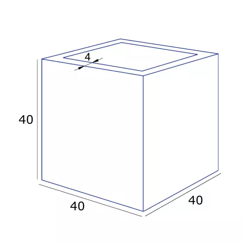 Wymiary donicy LIGO BPD - bez wewnętrznej półki