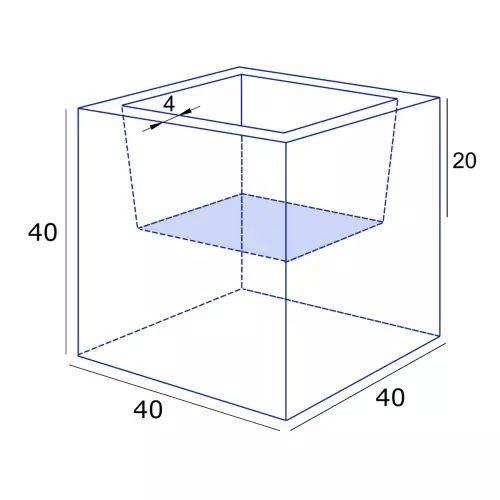 Wymiary donicy LIGO PD z wewnętrzną półką