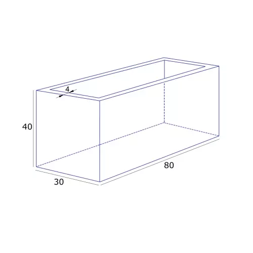 Wymiary donicy MEGALO BPD - bez wewnętrznej półki