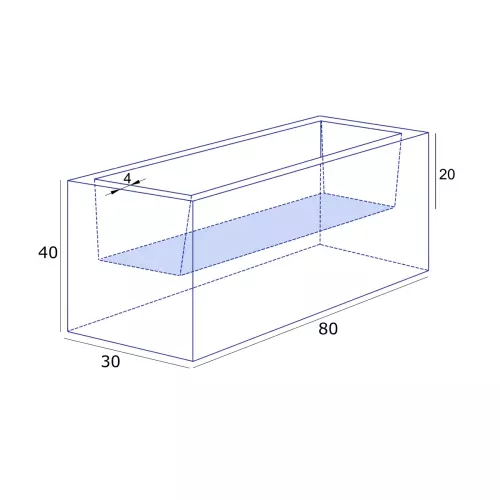 Wymiary donicy MEGALO PD z wewnętrzną półką