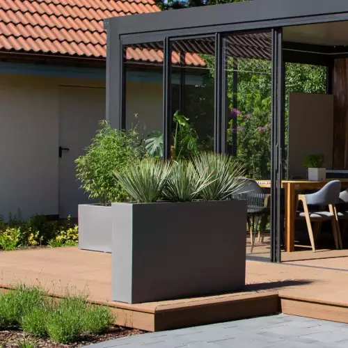 Szara donica na taras 120x28x75 cm - ZADORA Premium D972G