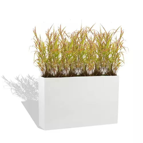 Biała donica D272B z trawami ozdobnymi