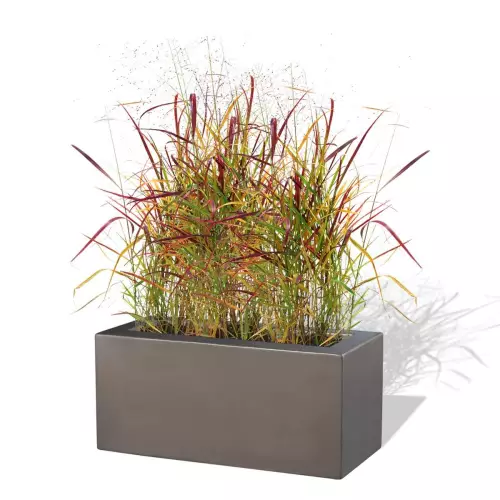 Szara donica D734B z trawą ozdobną