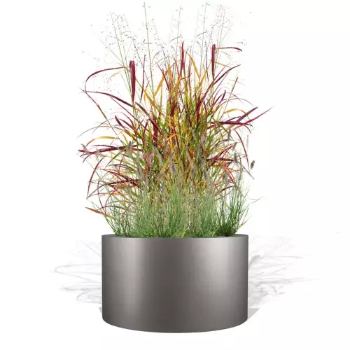 Szara donica D901FD z trawami ozdobnymi