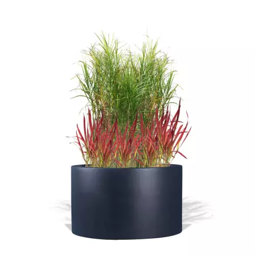 Antracytowa donica D901GE z trawami ozdobnymi