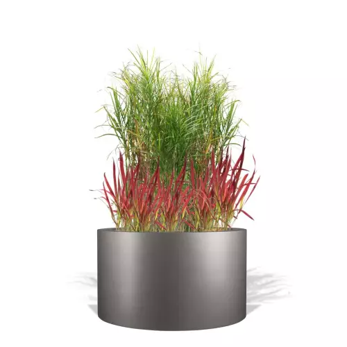 Szara donica D901GE z trawami ozdobnymi