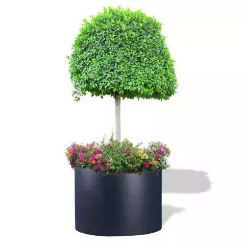 Antracytowa donica D901GF z drzewkiem i rabatą