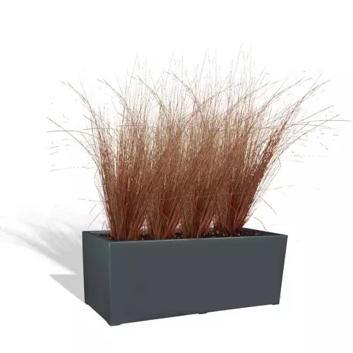 Antracytowa donica D913B z trawą ozdobną