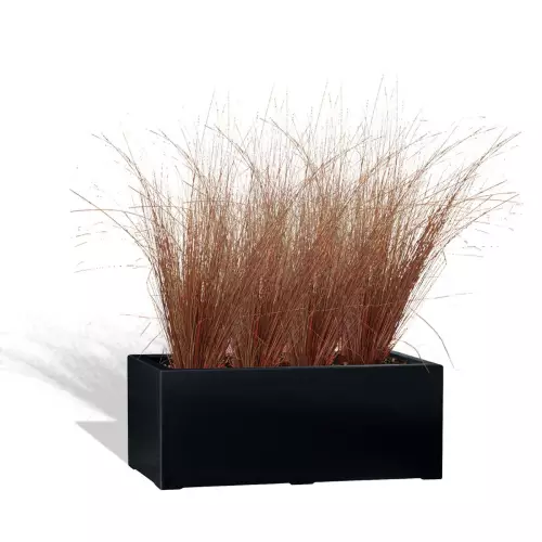 Czarna donica D913B z trawą ozdobną