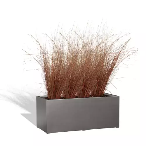 Szara donica D913B z trawą ozdobną