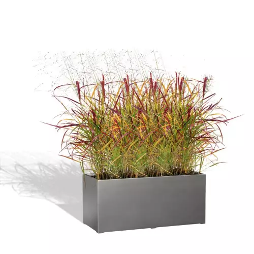 Szara donica D913G z trawą ozdobną