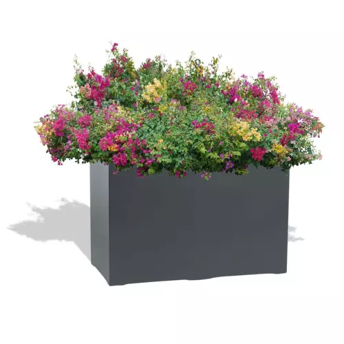 Antracytowa donica D934A z kwitnącą rabatą