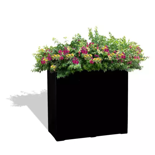 Czarna donica D972D z kwitnącą rabatą